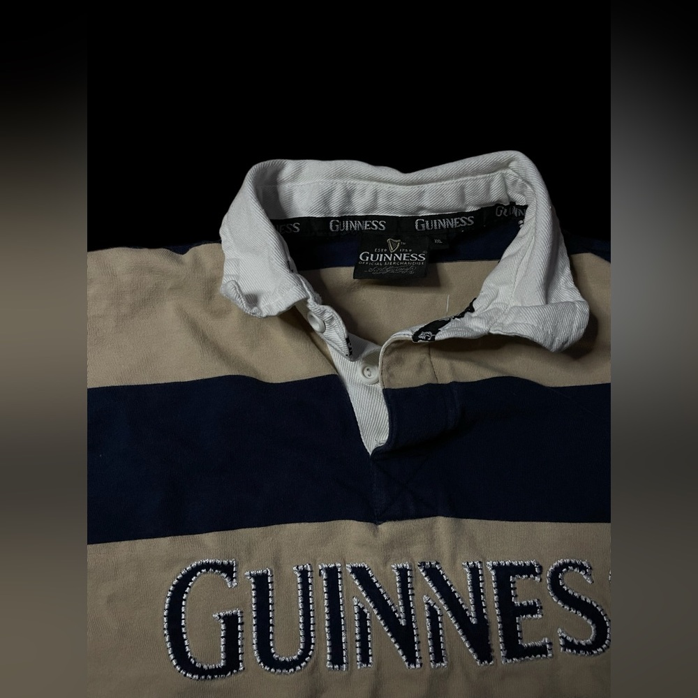 Guinness Rugby Crop Shirt Beige/Navy Sz XXL